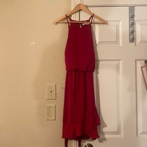Red she + sky dress